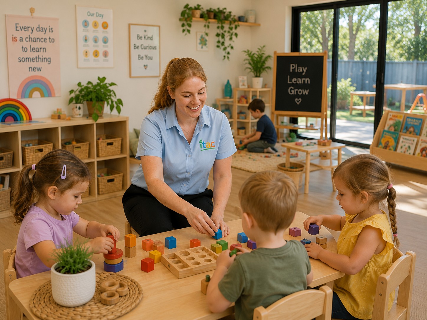 Australian teacher aide supervising a classroom.