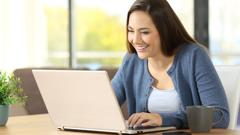 Adult learner studying online.