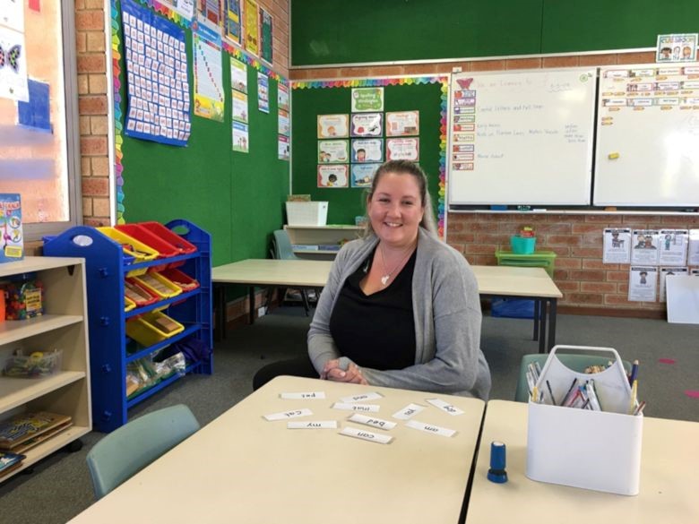 A picture of a school services officer working in a school.