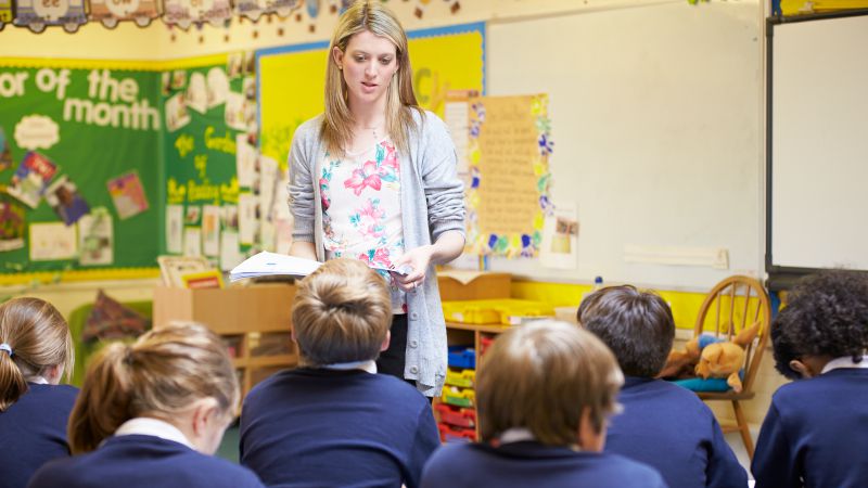 Learning techniques being demonstrated by a teacher aide on placement.